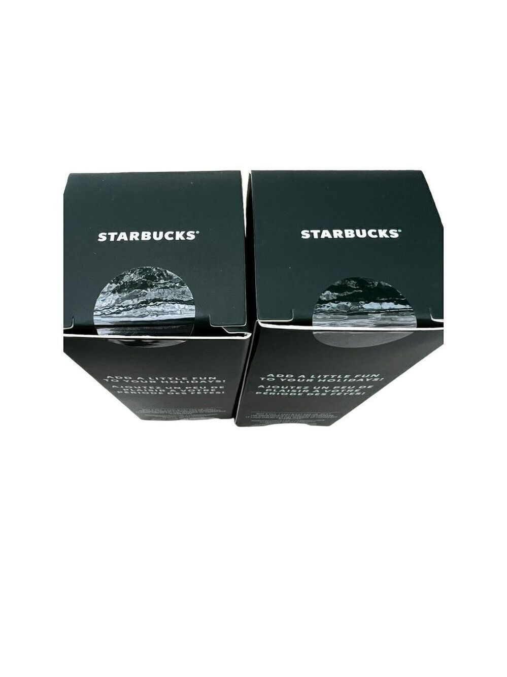 𝅺nwt Starbucks 2022 Holiday Chrome Studded Ornament Keychain Set of 2 - Picture 3 of 3